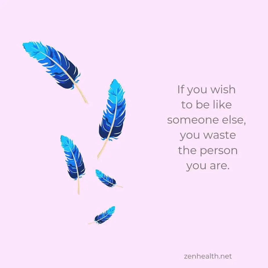 If you wish to be like someone else, you waste the person you are.