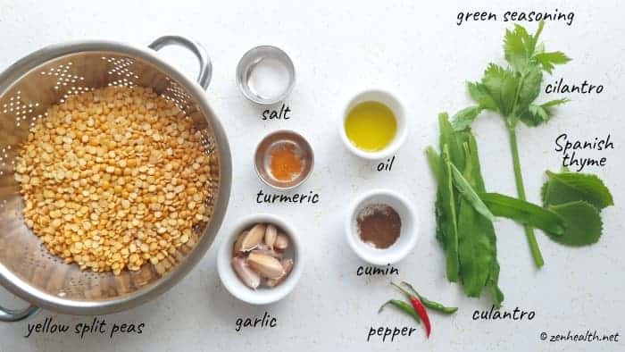 ingredients for making dhal for dhalpuri