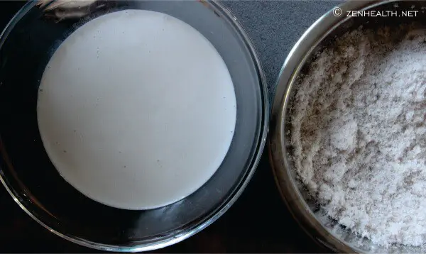 Coconut meat and milk after juicing