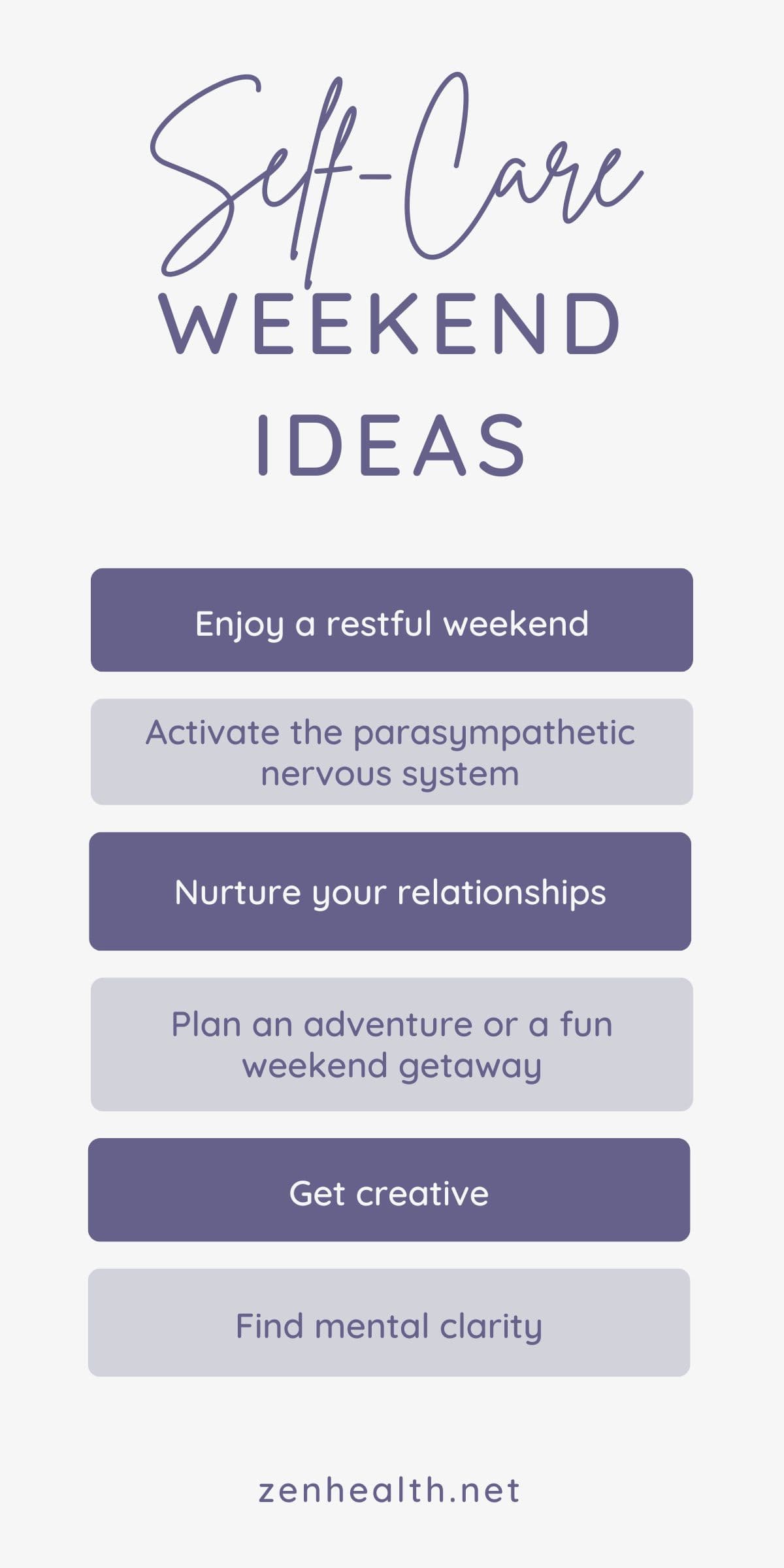 self care weekend ideas infographic