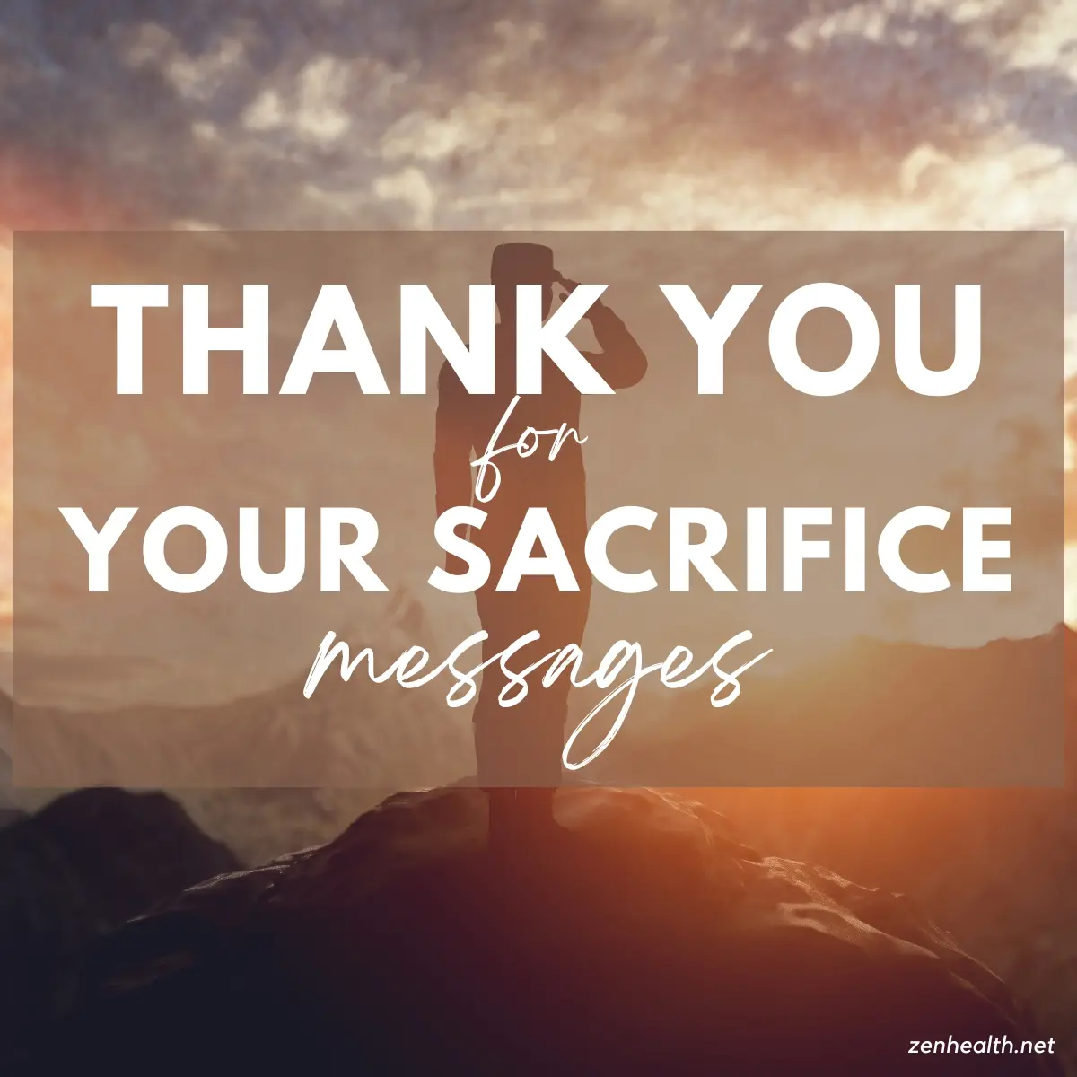 thank you for your sacrifice messages text overlay on a photo of a military personnel saluting
